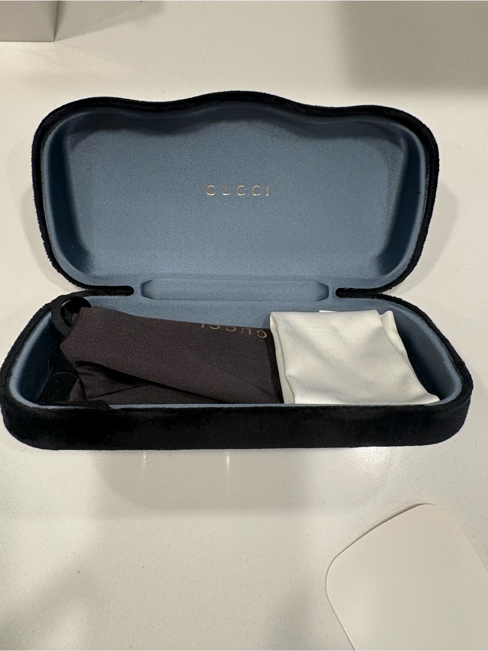 Gucci black velvet case with dust bag and lens cleaner brand new!